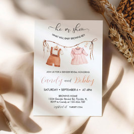 Er oder sie Boho Clothesline Gender Reveve Einladung