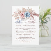 Er oder sie Boho Gender Reveal Party Einladung (Stehend Vorderseite)