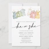 Er oder sie Boho Kleidung Gender Reveve Einladung (Vorderseite)