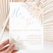 Er oder sie Boho Pink Blue Gender Reveal Einladung