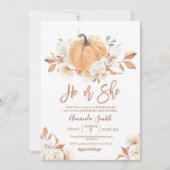 Er oder sie Boho Rustic Pumpkin Gender Reveal Einladung (Vorderseite)