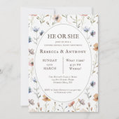 Er oder sie botanische Aquarellfarbe, Frühlingsfar Einladung (Vorderseite)