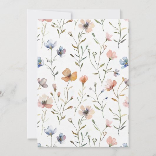 Er oder sie botanische Aquarellfarbe, Frühlingsfar Einladung (Rückseite)