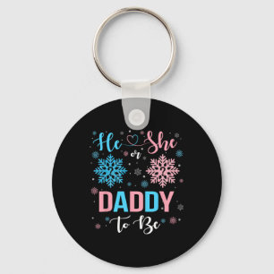 Er oder sie Daddy wird Weihnachtsschneeflockengesc Schlüsselanhänger