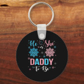 Er oder sie Daddy wird Weihnachtsschneeflockengesc Schlüsselanhänger (Vorderseite)