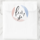 Er oder sie? Dekoration des geschlechtsspezifische Runder Aufkleber (Tasche)