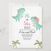 Er oder sie Dinosaurier-Gender-Enthüllung Einladung (Vorderseite)