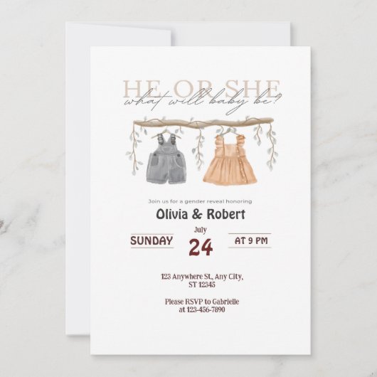 Er oder sie? Ein Spaß! Rosa und blaue Farbe Einladung (Vorderseite)