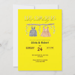 Er oder sie? Ein Spaß! Rosa und blaue Farbe Einladung