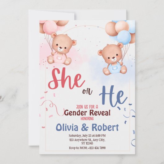 Er oder sie? Eine atemberaubende Darstellung der W Einladung (Vorderseite)