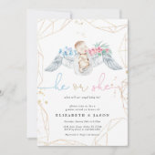 Er oder sie enthüllt die Gender-Glitzer-Darstellun Einladung (Vorderseite)