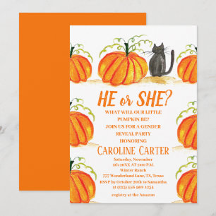 Er oder sie fallen Pumpkin Gender-Offenbarung Einladung