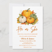 Er oder sie fallen Pumpkin Gender Reveal Party Einladung (Vorderseite)