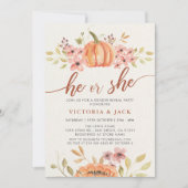 Er oder sie fallen Pumpkin Rustic Boho Gender-Offe Einladung (Vorderseite)
