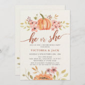 Er oder sie fallen Pumpkin Rustic Boho Gender-Offe Einladung (Vorne/Hinten)