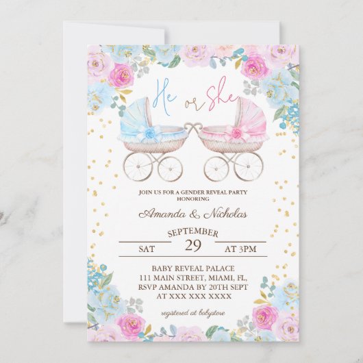 Er oder sie Gender-Offenlegung Einladung (Vorderseite)