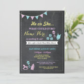 Er oder sie Geschlecht decken Babypartyeinladung Einladung (Stehend Vorderseite)