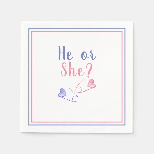 Er oder sie Geschlecht offenbaren Baby-Dusche Serviette (Vorderseite)