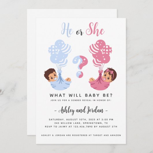 Er oder sie Geschlecht offenbaren eine Einladung (Vorne/Hinten)