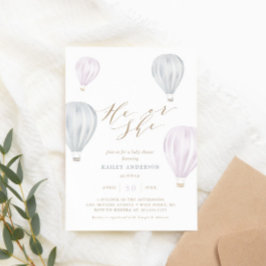 Er oder sie Geschlecht offenbaren Luftballon Babyd Einladung