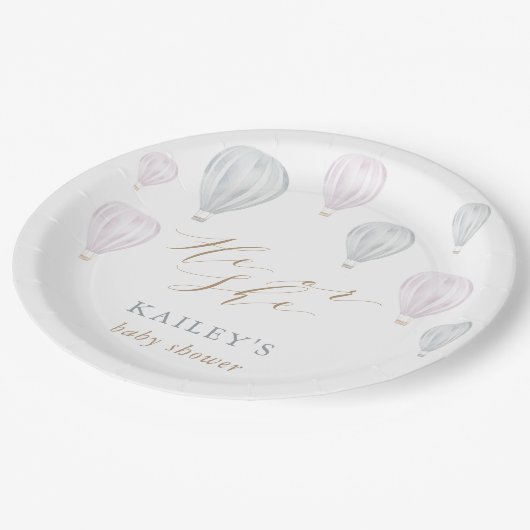 Er oder sie Geschlecht offenbaren Luftballon Babyd Pappteller (Schrägansicht)