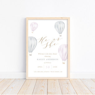 Er oder sie Geschlecht offenbaren Luftballon Babyd Poster