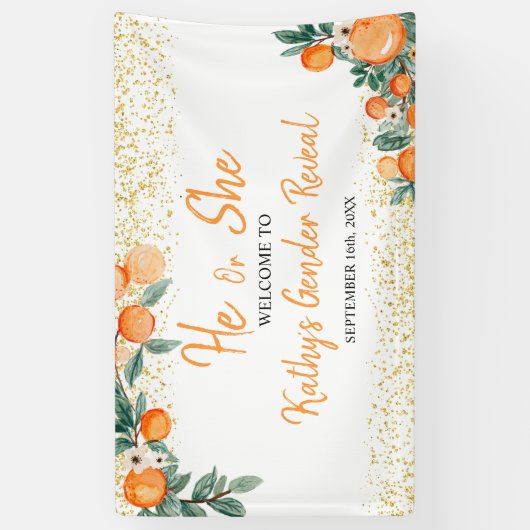Er oder sie Geschlecht offenbaren Orange kleine Sü Banner (Vertikal)