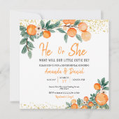 Er oder sie Geschlecht offenbaren Orange kleine Sü Einladung (Vorderseite)