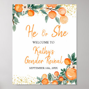 Er oder sie Geschlecht offenbaren Orange kleine Sü Poster