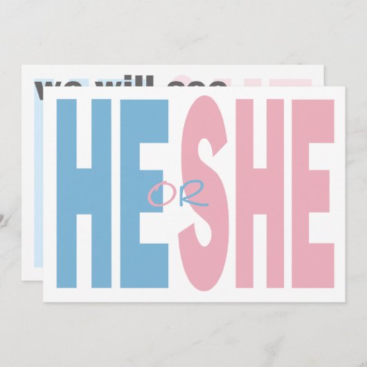 Er oder sie Geschlecht offenbaren Party Einladung (Vorne/Hinten)