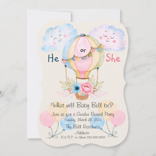 Er oder sie Geschlecht offenbaren Party Einladung (Vorderseite)