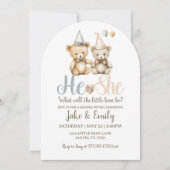 Er oder sie Geschlecht offenbart Bären Dusty Blue  Einladung (Vorderseite)