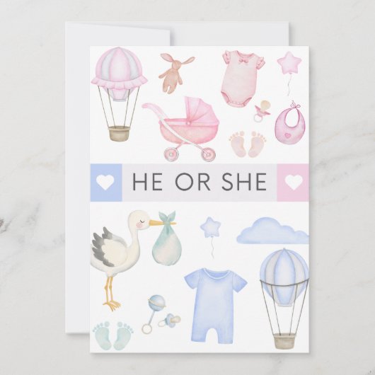 Er oder Sie - Geschlechtsenthüllungsfeier - Er ode Einladung (Vorderseite)