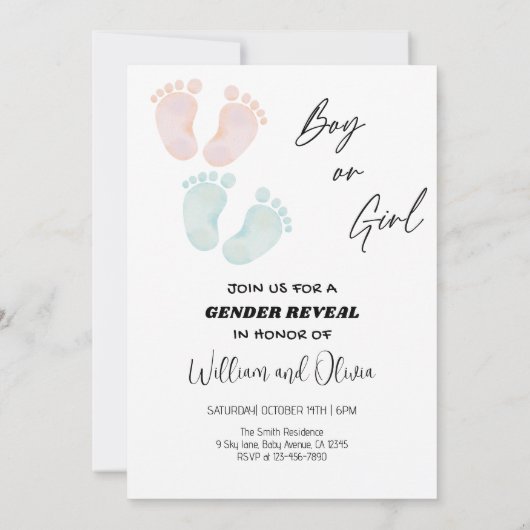 Er oder Sie - Geschlechtsenthüllungsfeier - Er ode Einladung (Rückseite)