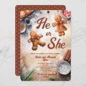 Er oder sie GIngerbread Cookies Xmas Gender Reveal Einladung (Vorne/Hinten)