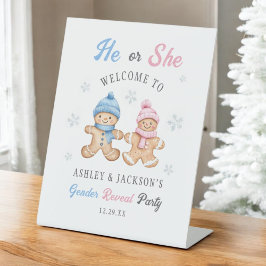 Er oder sie Gingerbread Gender Reveal Willkommen Sockelschild