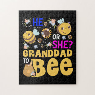 Er oder sie Granddad, um ein Gender Baby-Reveal zu Puzzle