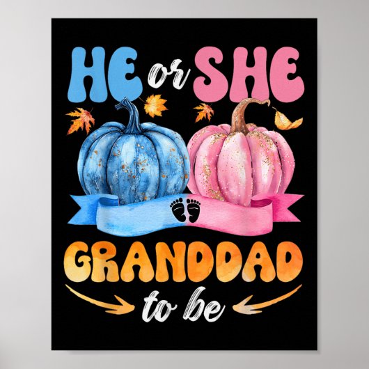 Er oder sie Großvater, um Baby Reveal Party Hallow Poster (Vorne)