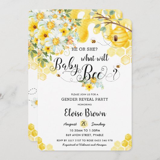 Er oder sie ist ein gelbes Party Einladung (Vorne/Hinten)