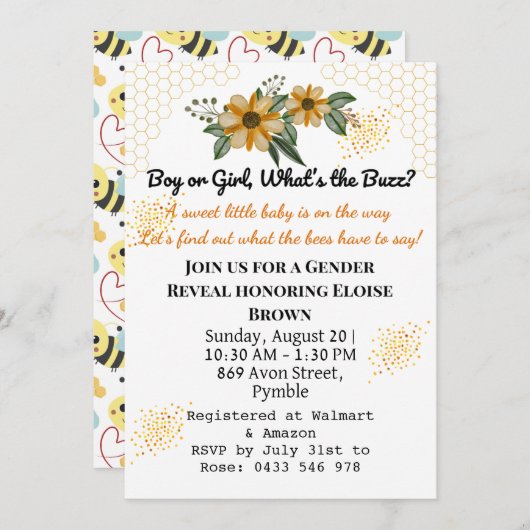 Er oder sie ist ein Party der Gelbblütendarmbildun Einladung (Vorne/Hinten)