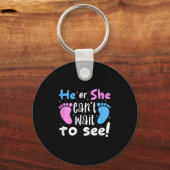 Er oder sie kann es nicht abwarten, das Geschlecht Schlüsselanhänger (Vorderseite)