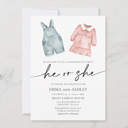 Er oder sie kleidet die Einladung zum Geschlecht (Vorderseite)