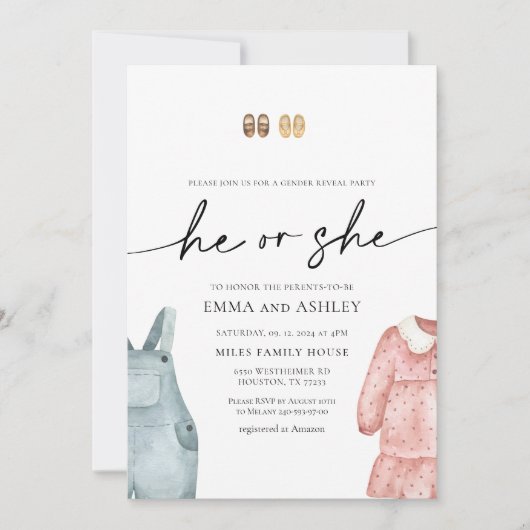 Er oder sie kleidet die Einladung zum Geschlecht (Vorderseite)