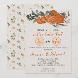 Er oder sie kleine Süsse Zitrus Orange Gender-Offe Einladung