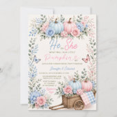 Er oder Sie Kürbis Geschlechtsenthüllung Floral Gi Einladung (Vorderseite)