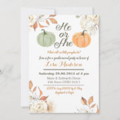 Er oder sie Kürbisfall Geschlecht decken Einladung (Vorderseite)