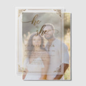 Er oder sie Luxury Gold Verziert Baby Gender Revea Pergament Einladungen (Versatz (Ehepaar))