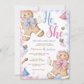 Er oder sie Niedlich Gingerbrot Weihnachtsgeschlec Einladung (Vorderseite)