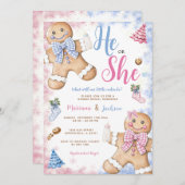 Er oder sie Niedlich Gingerbrot Weihnachtsgeschlec Einladung (Vorne/Hinten)