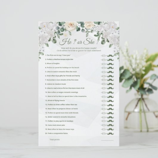 Er oder sie Niedlich Hochzeitsspiel druckbar (Stehend Vorderseite)